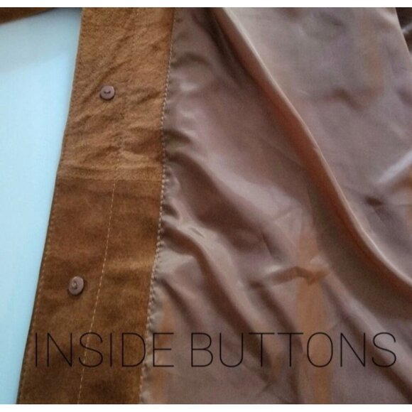 Mens Vtg Brown 100% Leather Button-Up Jacket With Lining & Inside Pocket - Picture 5 of 11